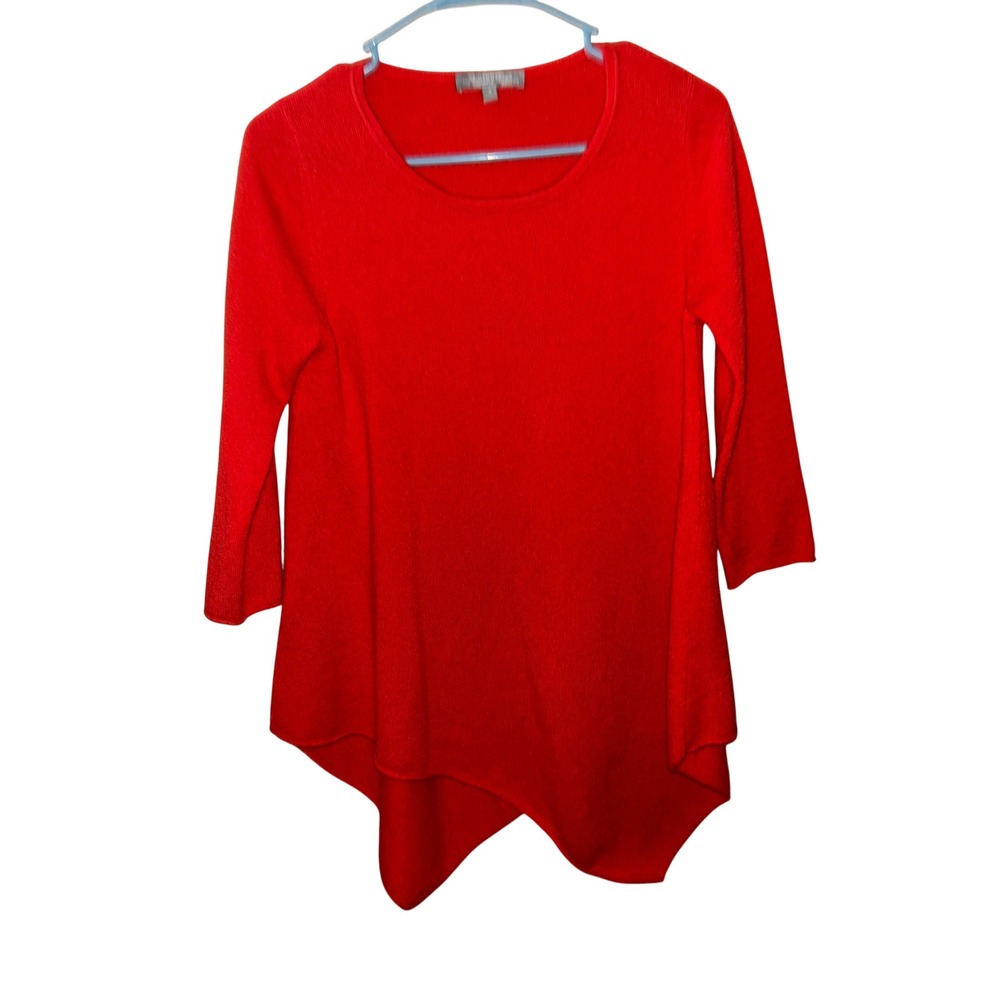 Neiman Marcus Cashmere Collection Red Handkerchief Hem Sweater Small
